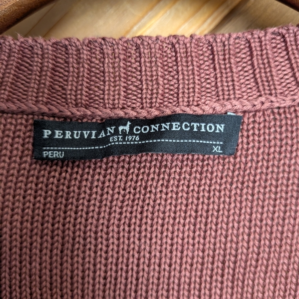 Peruvian Connection Button-Up Cardigan - Rust Size XL - Picture 2 of 4
